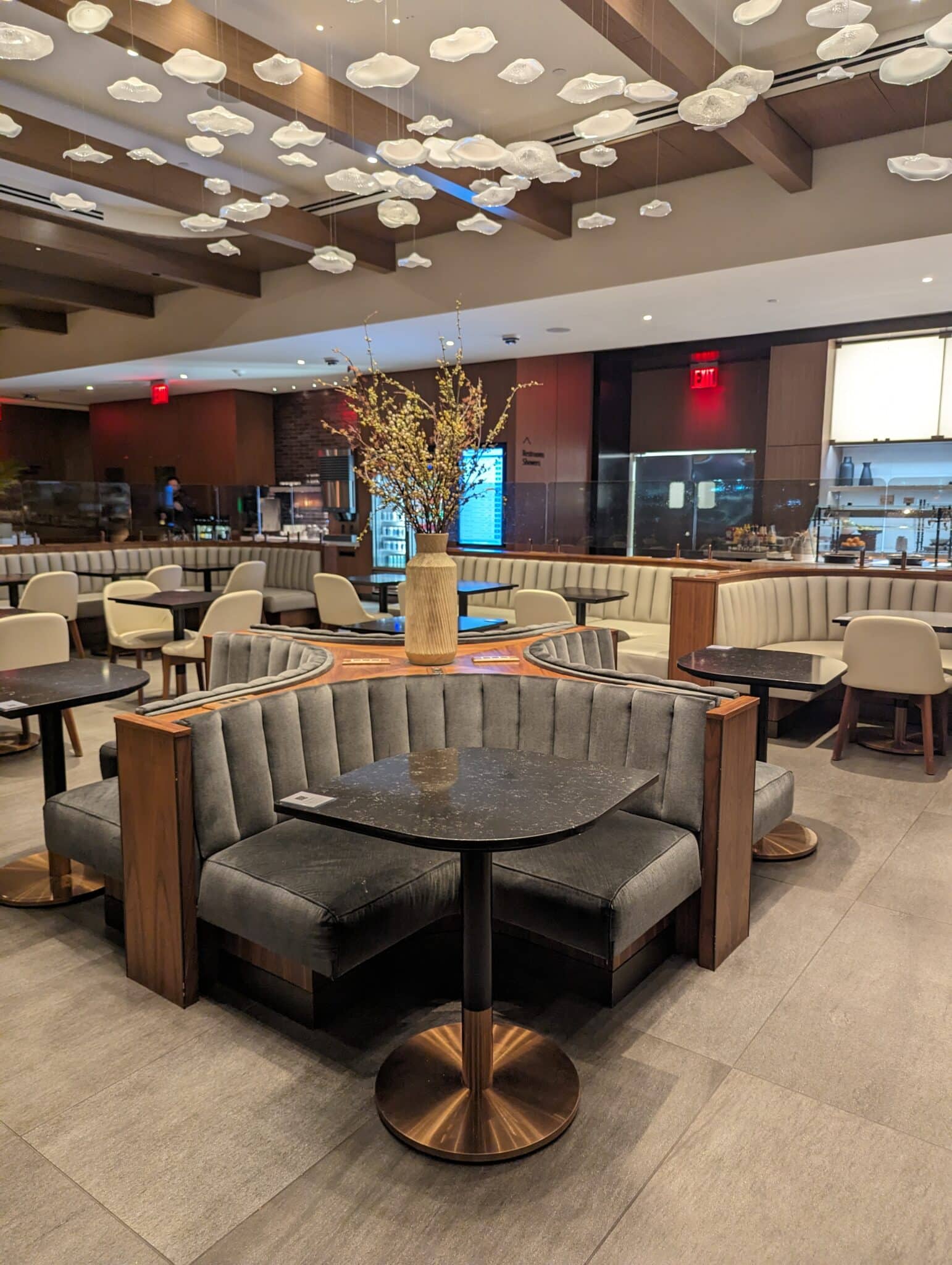 a room with a table and chairs