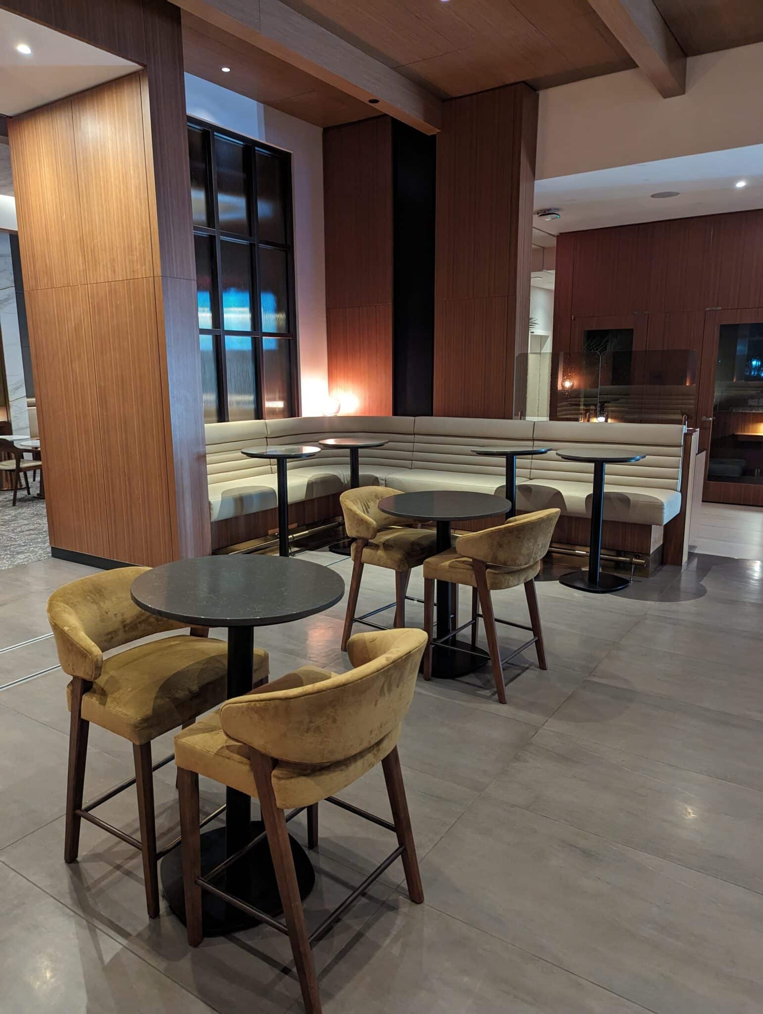 a room with tables and chairs