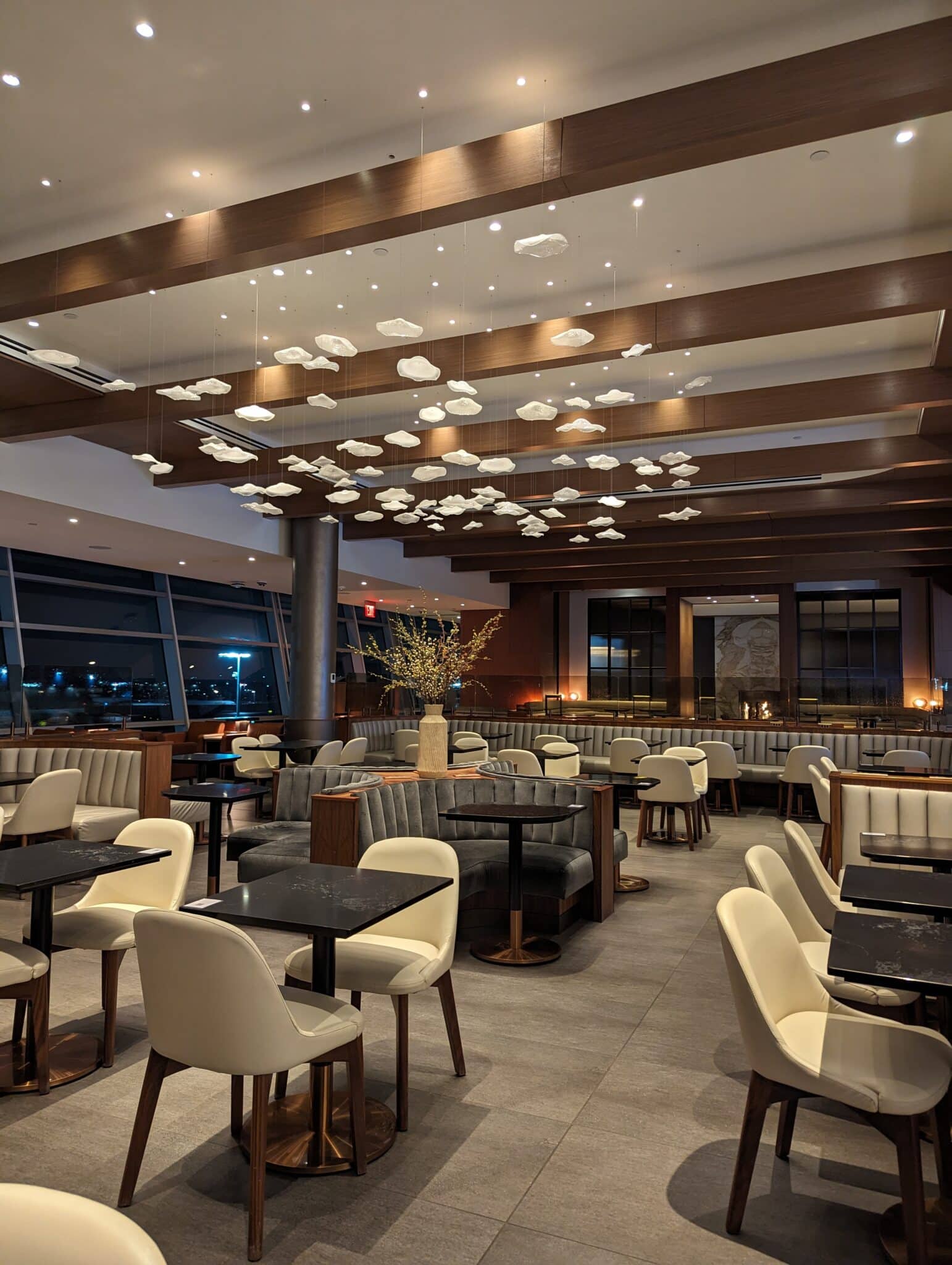a room with tables and chairs