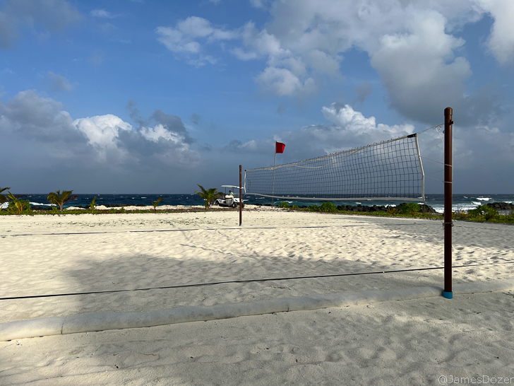 a volleyball net on a beach