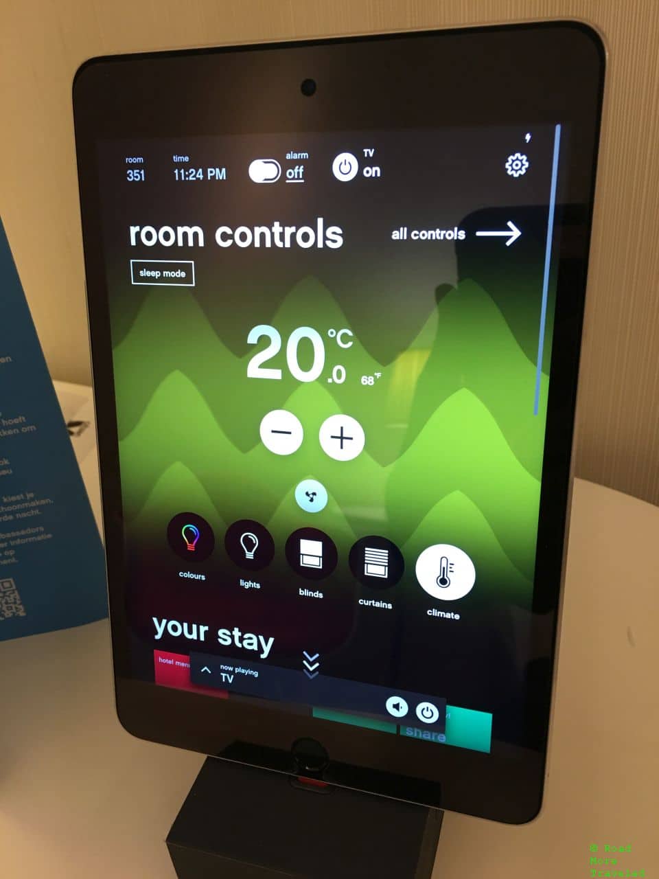 citizenM CDG climate control on tablet