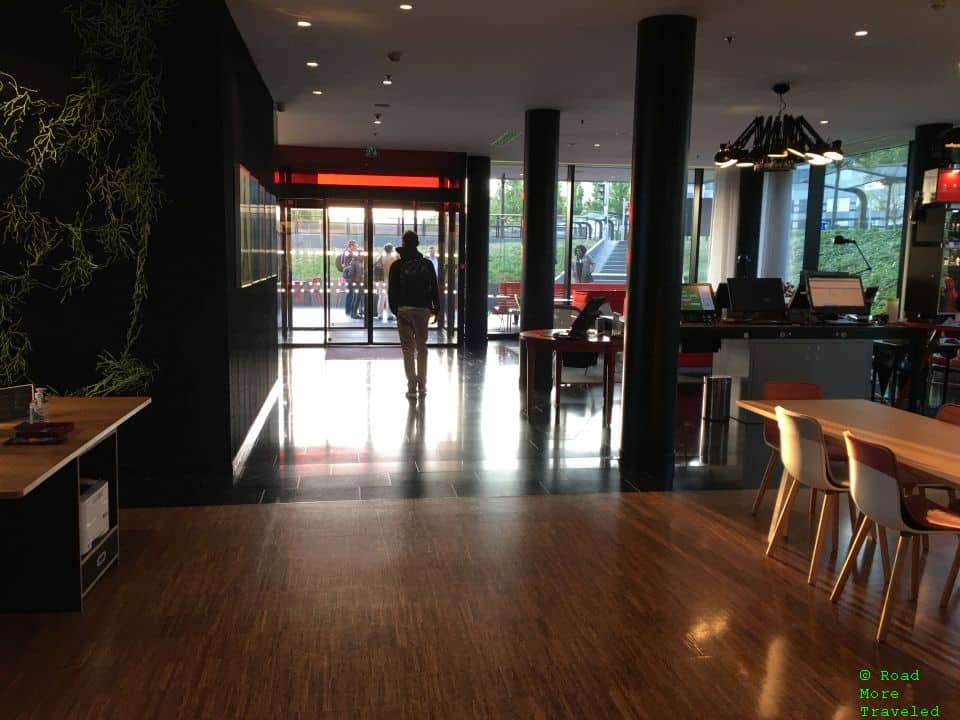 citizenM CDG hotel entrance and front lobby