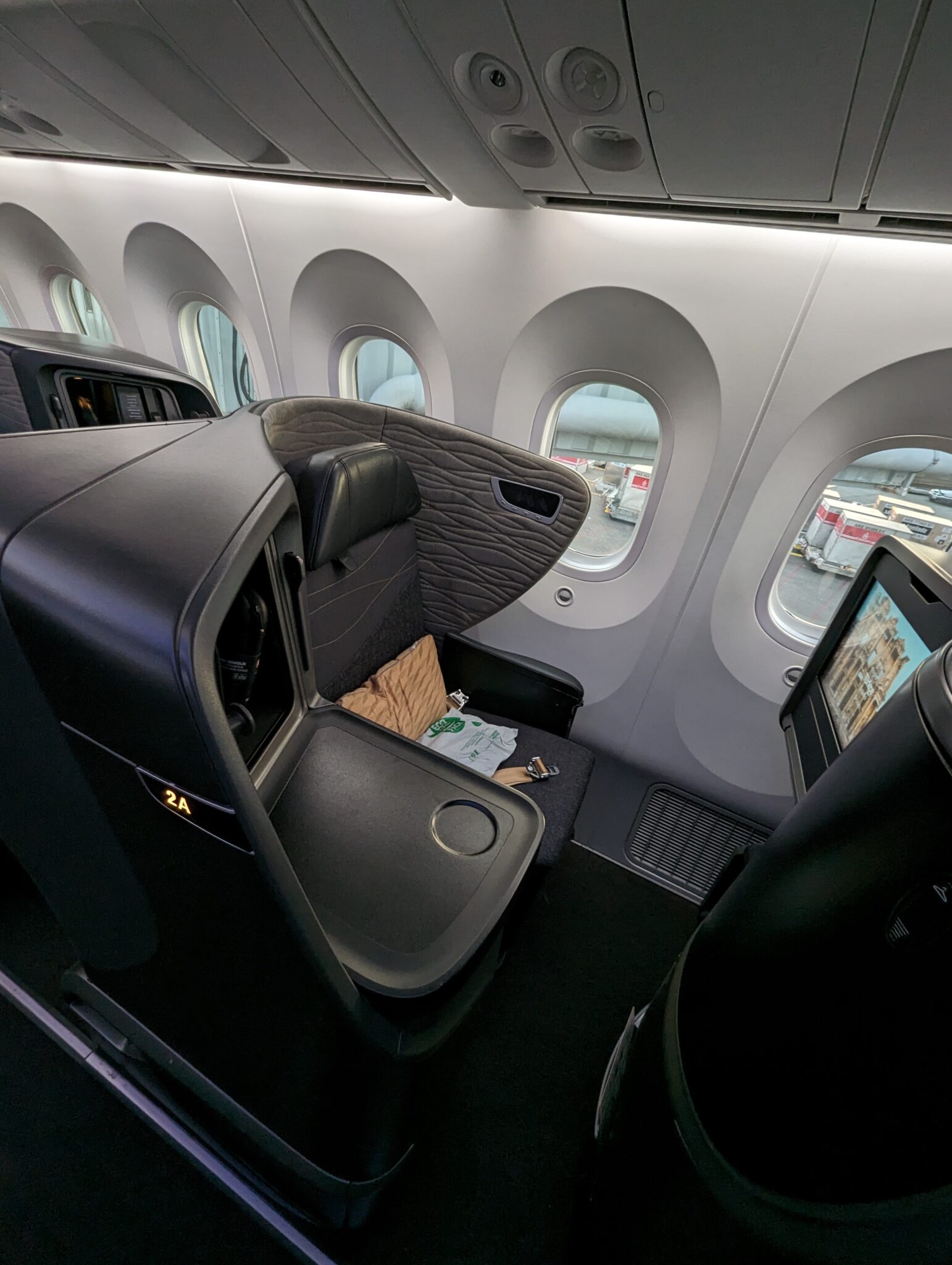 a seat in an airplane