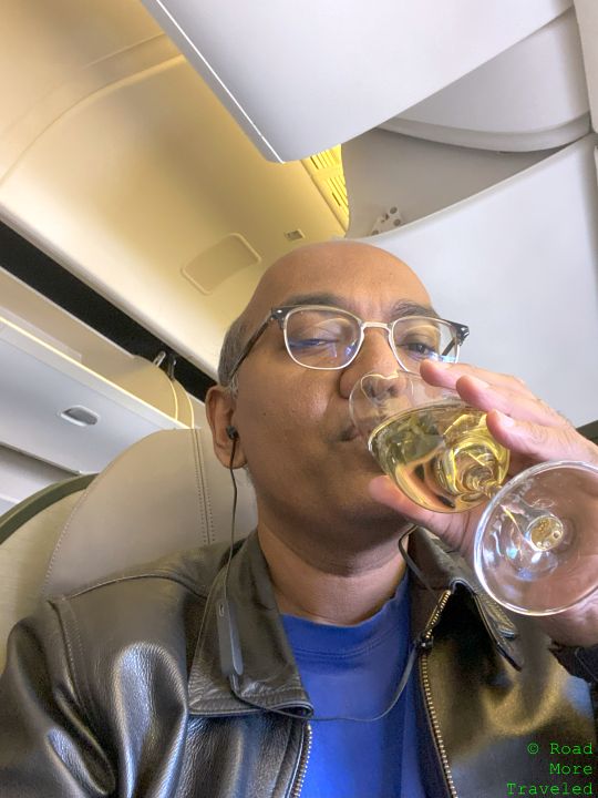 EVA Air champagne selfie