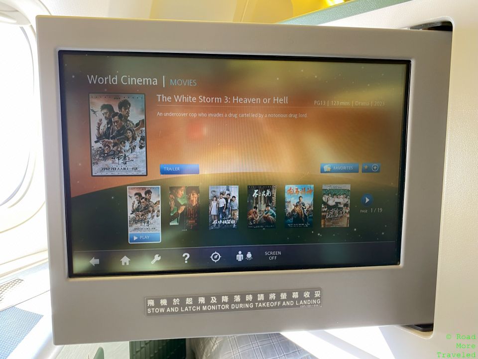 EVA Air movies selection