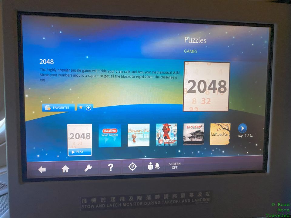 EVA Air IFE puzzle games