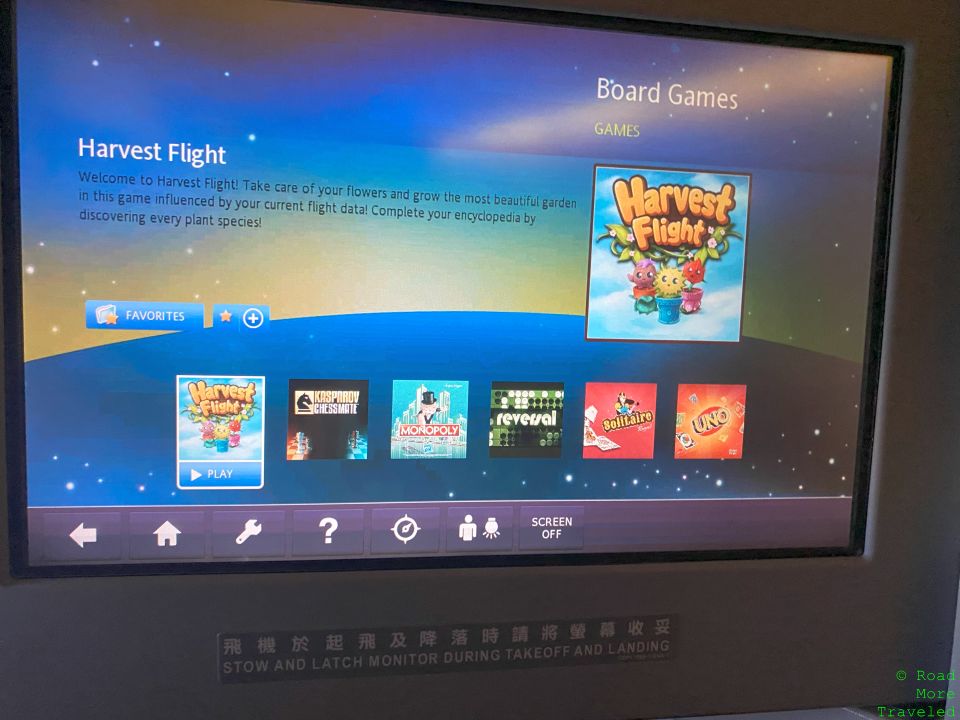 EVA Air IFE board games