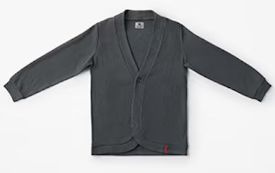 a grey cardigan with long sleeves