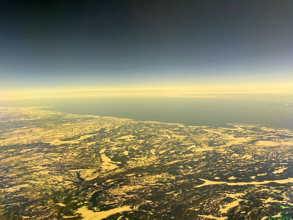 Flying near Gulf of St. Lawrence, Quebec