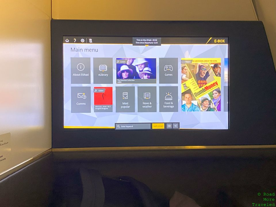 Etihad B787-9 First Class - IFE selection