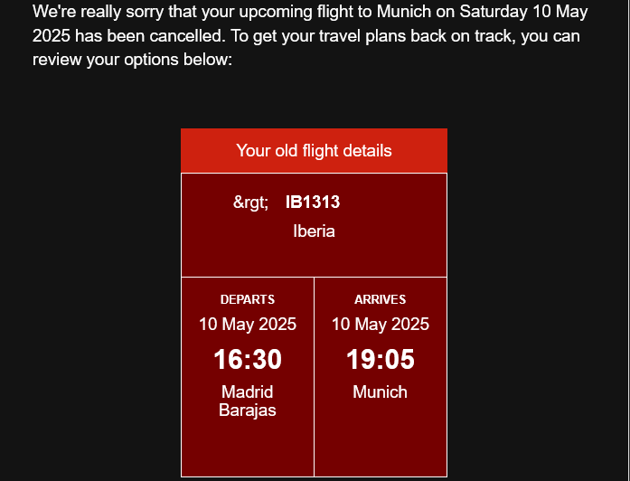 Iberia MAD-MUC cancellation