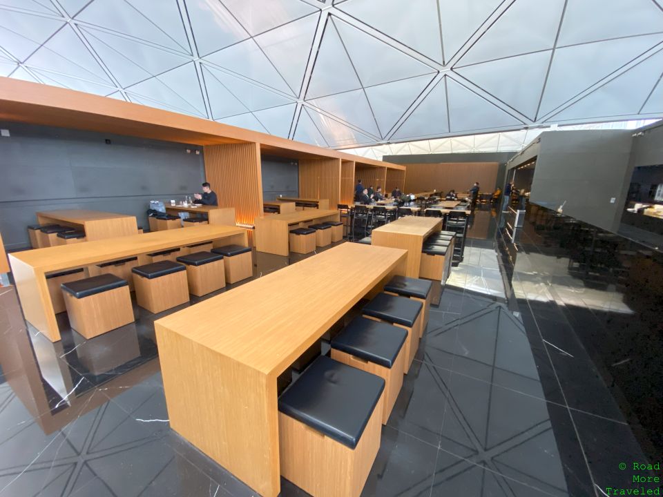 Cathay Pacific The Wing Business Lounge Hong Kong - Noodle Bar seating