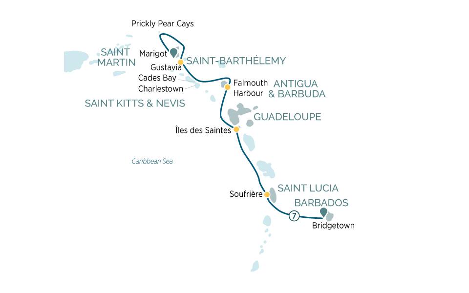 Emerald yacht cruise a map of the caribbean islands