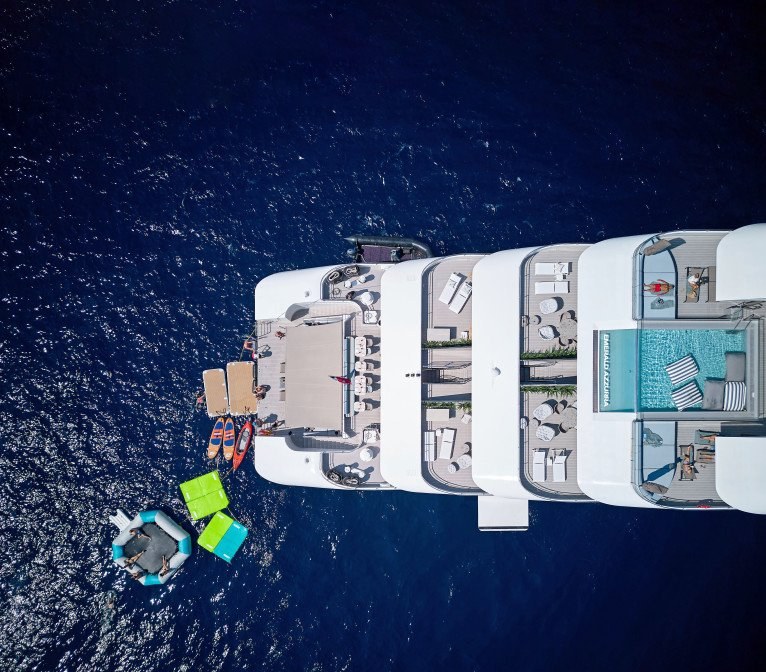a large white boat with people on it