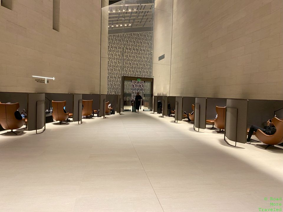 Qatar Airways Al Safwa First Lounge relaxing chairs