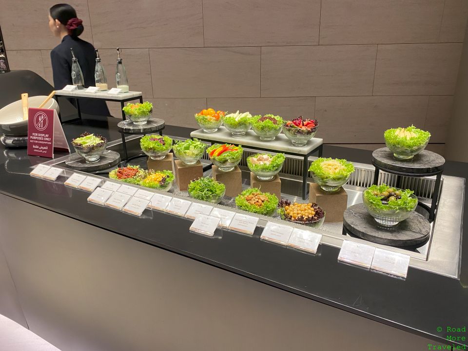 Qatar Airways Al Safwa First Lounge salads