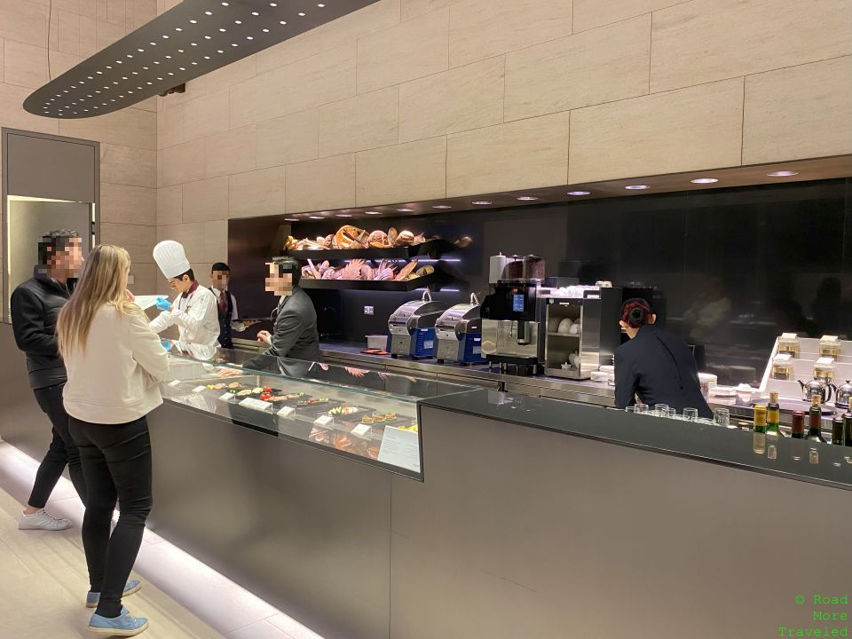 QR Al Safwa Lounge sandwich counter and coffee