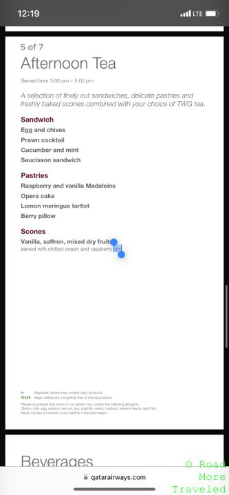 QR Al Safwa Lounge afternoon tea