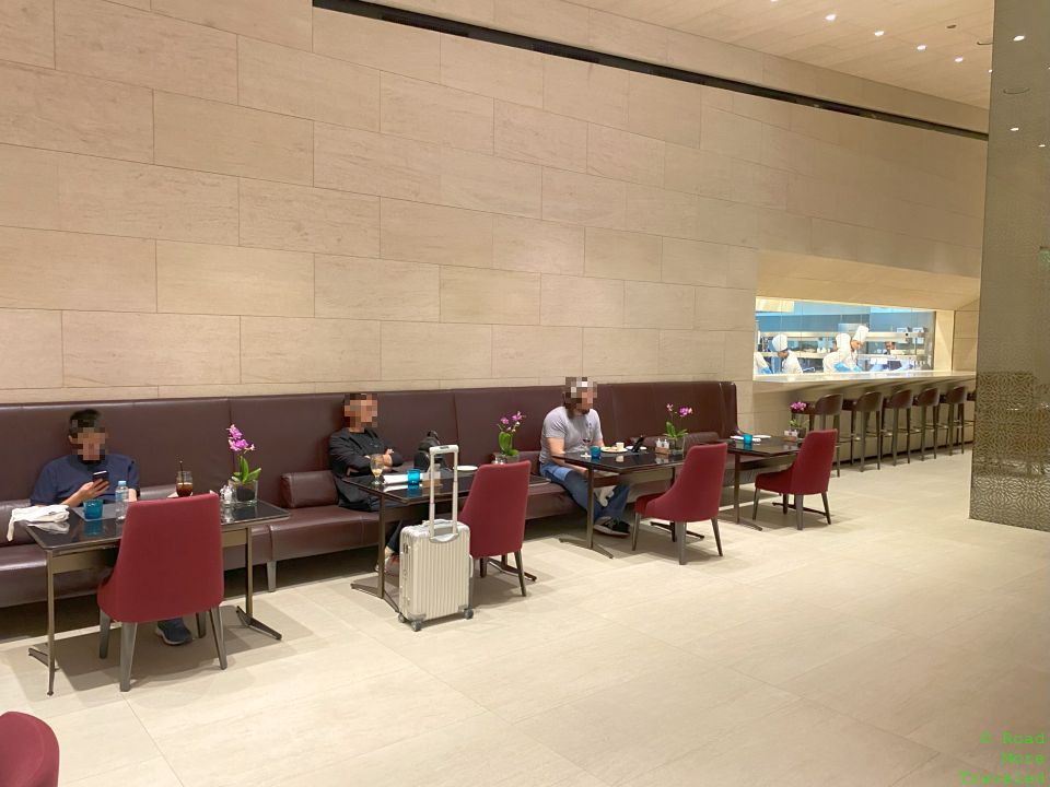 QR Al Safwa Lounge seating and stools overlooking kitchen