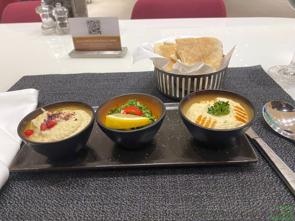Qatar Airways Al Safwa First Lounge mezze platter