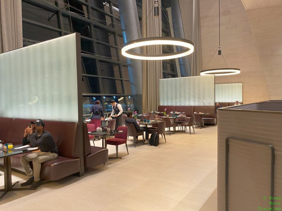 QR Al Safwa Lounge window seats in dining area