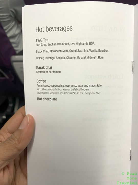 QR regional F hot beverage menu