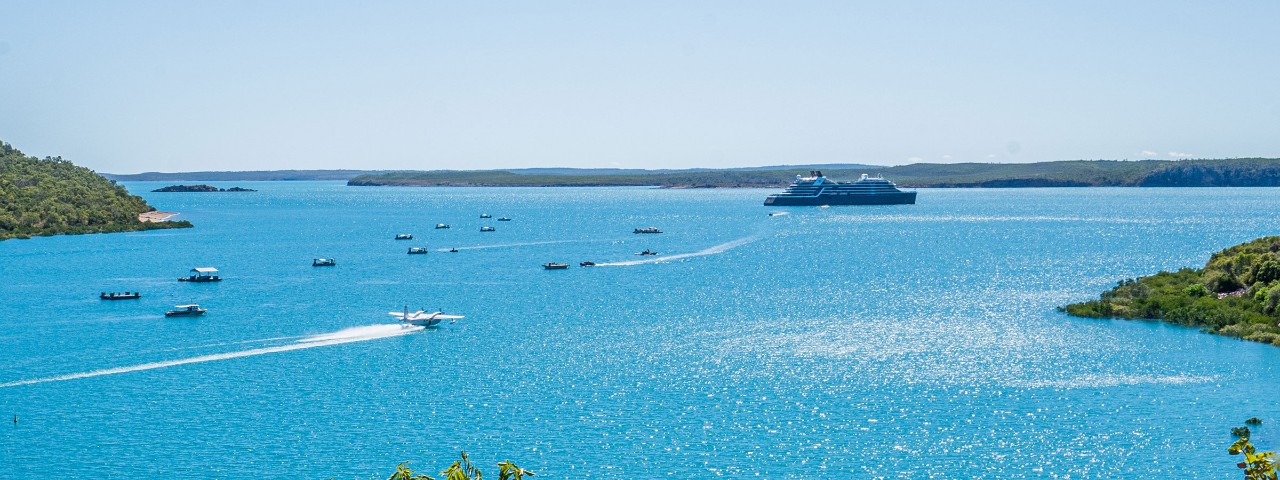 a large ship in the water