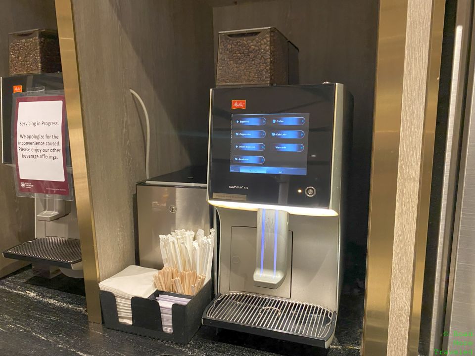 Plaza Premium Lounge HKG Gate 1 push-button coffee machine