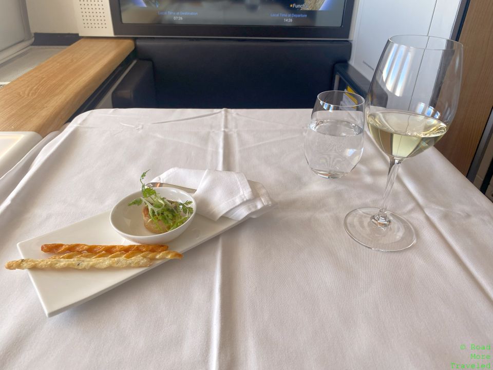 LX F lunch service - wine and amuse bouche