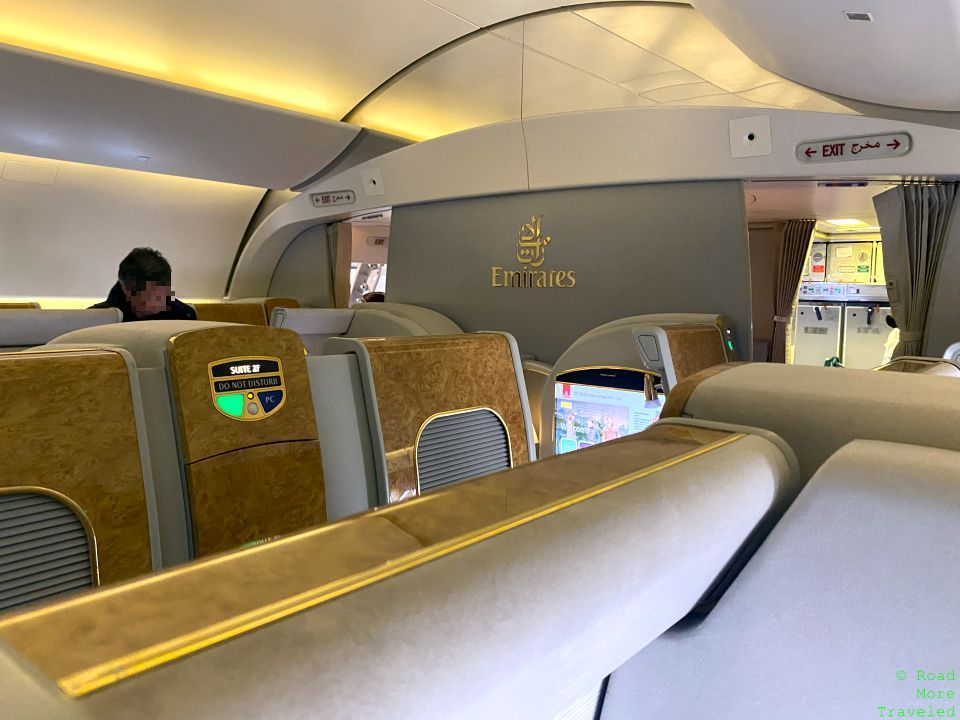 Emirates B777-300ER First Class front of cabin