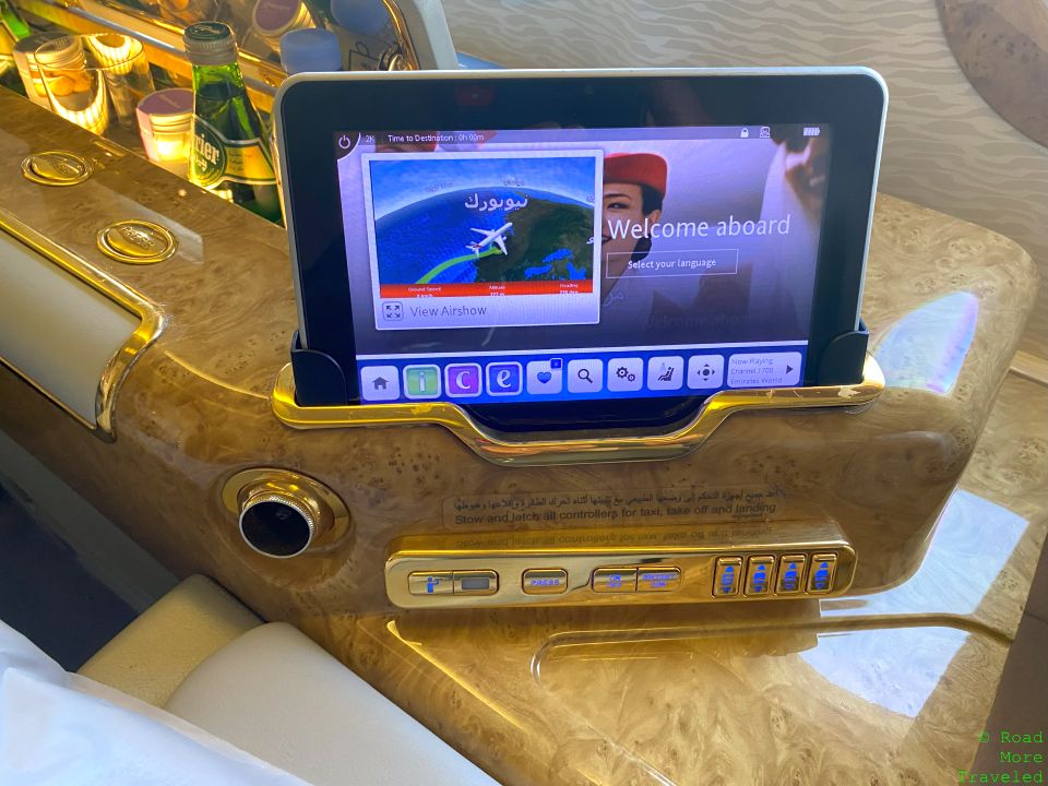 Emirates B777-300ER First Class seat controls