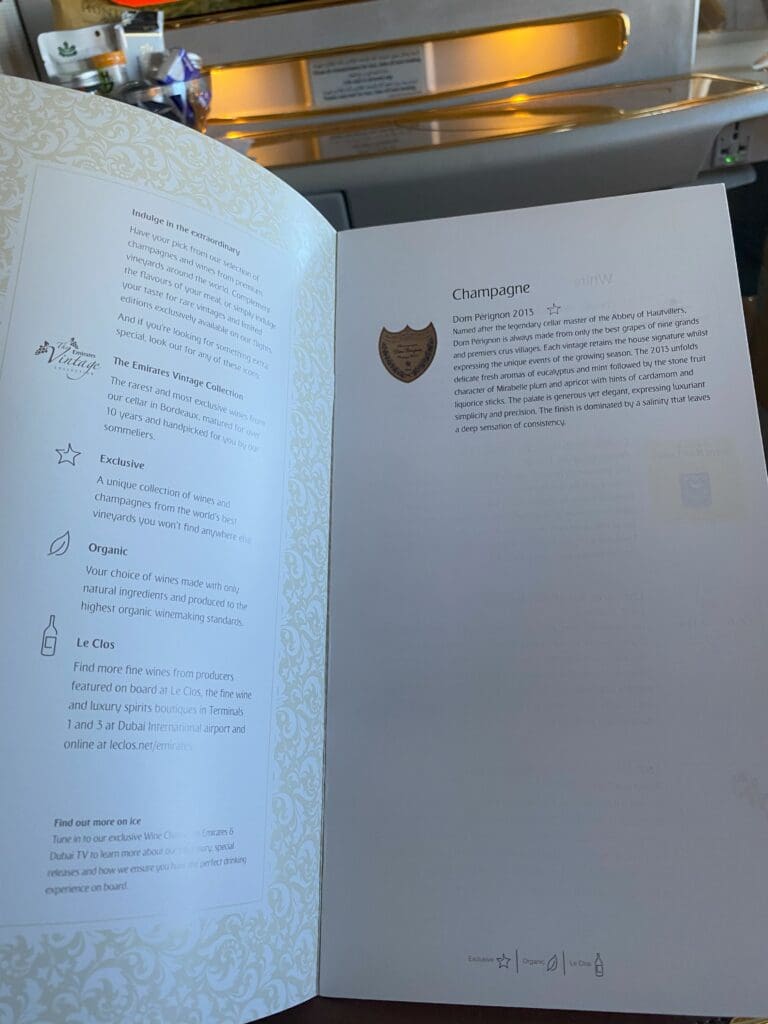 Emirates First Class champagne
