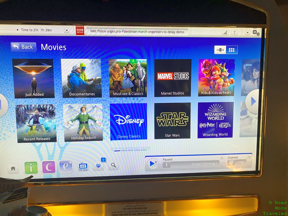Emirates ICE movie selection