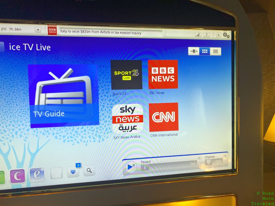 Emirates B777-300ER First Class live TV