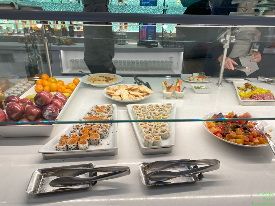 American Flagship Lounge DFW sushi and hummus