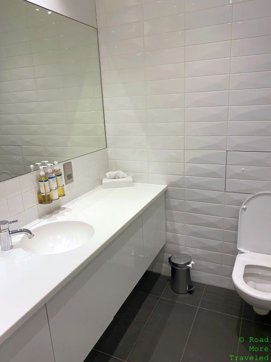 VS arrivals lounge LHR restroom