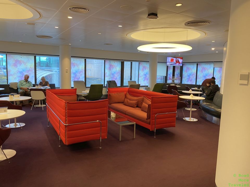 VS arrivals lounge LHR window seating