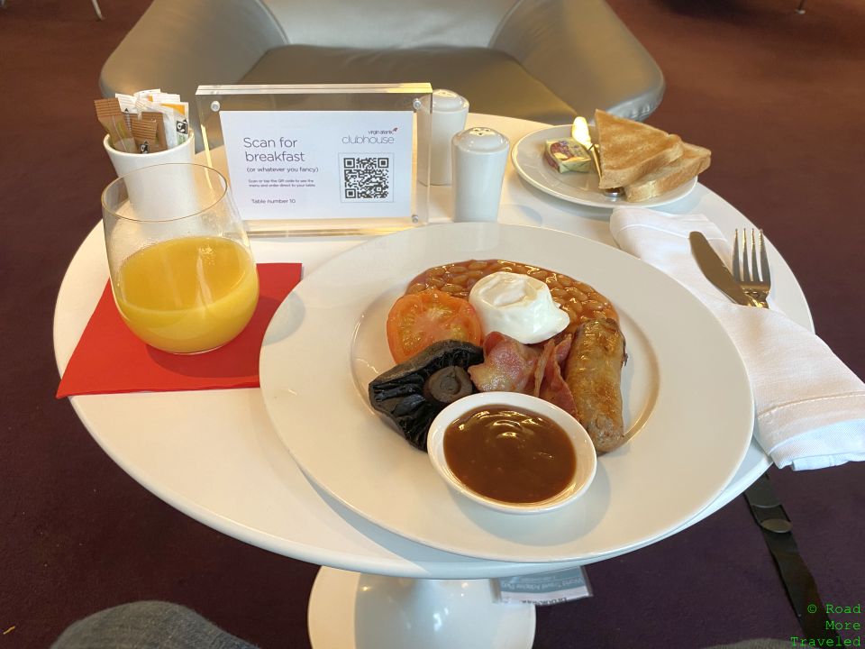 Virgin Atlantic Revivals Arrivals Lounge London - English breakfast with juice