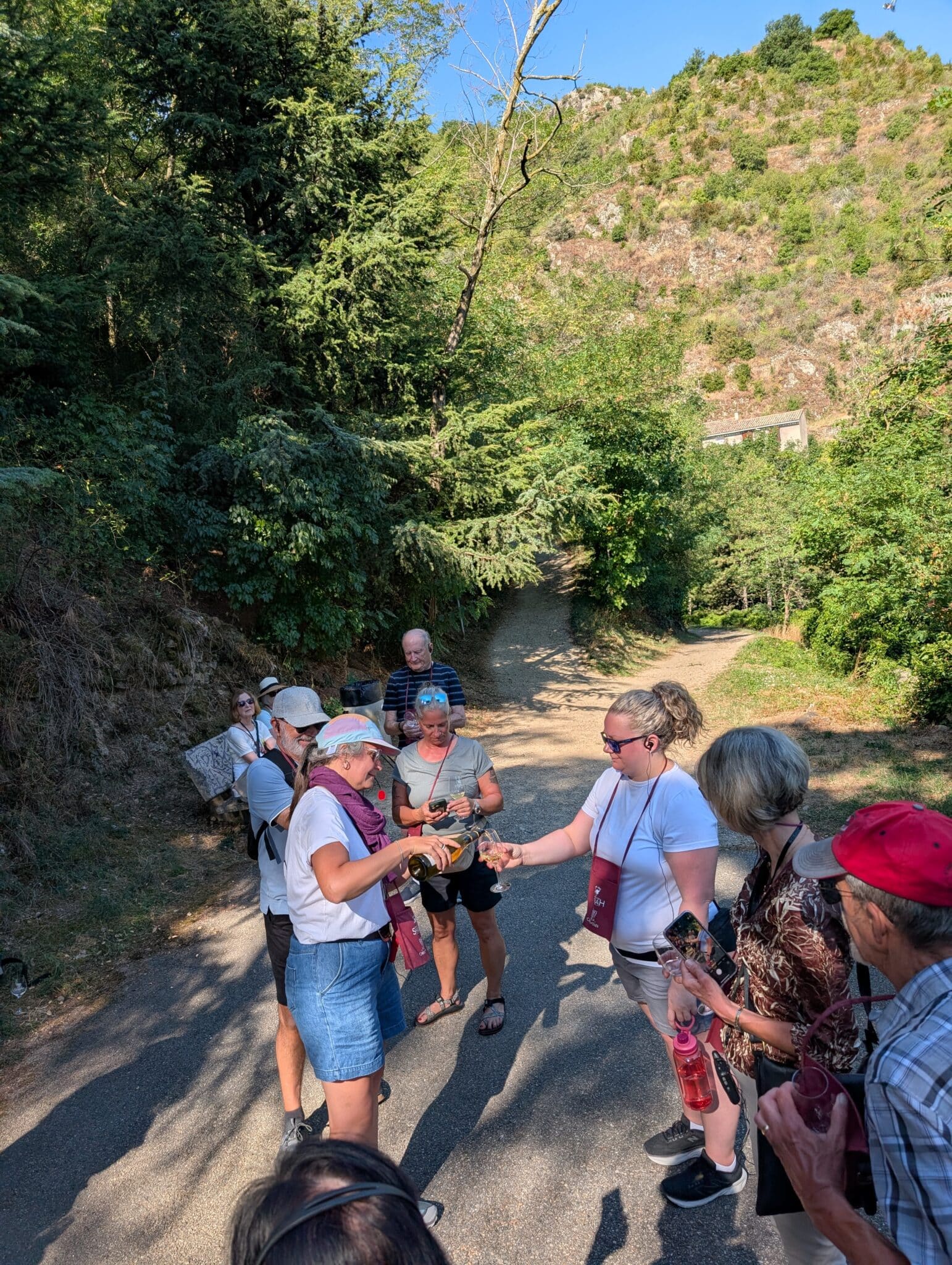 a group of people on a path