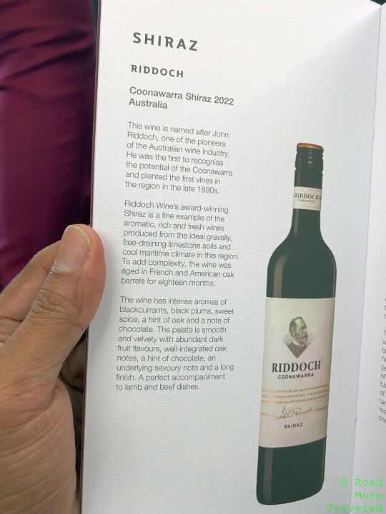QR Business Class shiraz