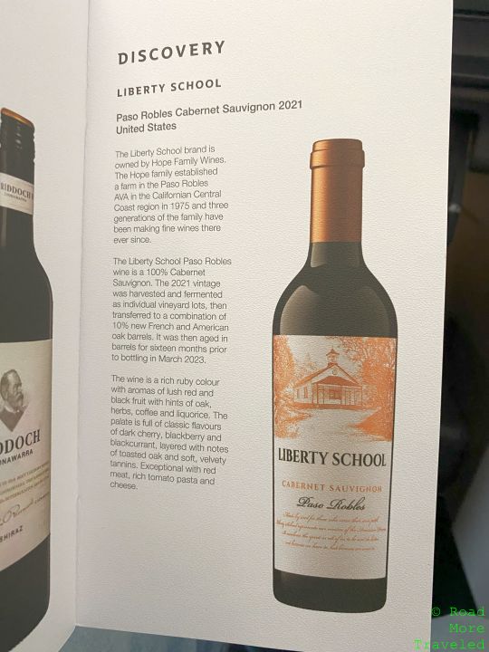 QR Business Class cabernet sauvignon