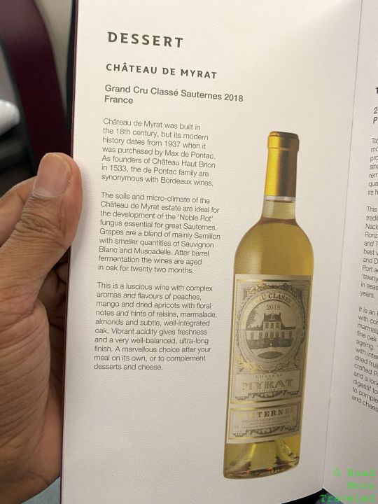QR Business Class sauternes