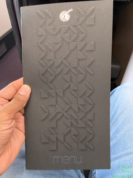 QR Business Class food menu