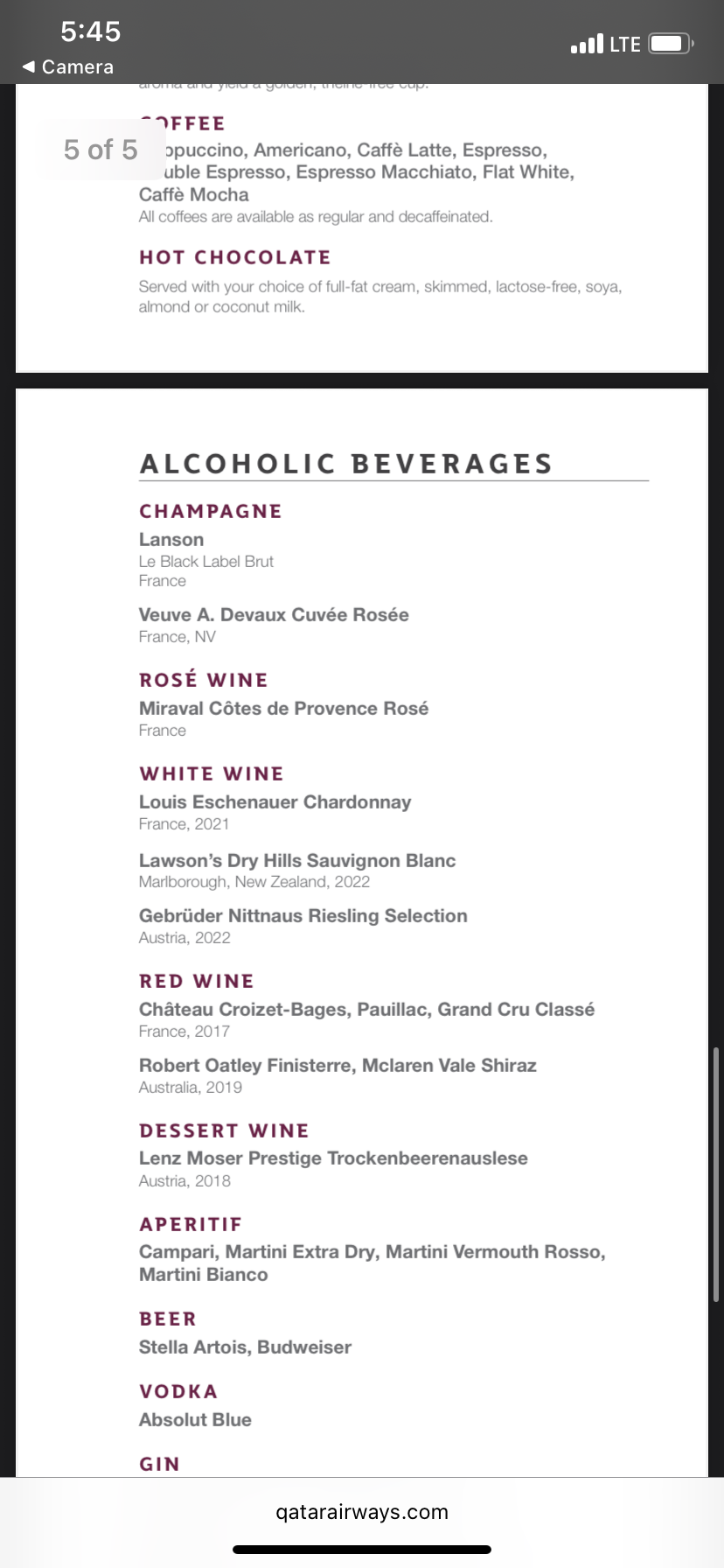 QR Al Mourjan Garden Lounge coffee and alcoholic drinks