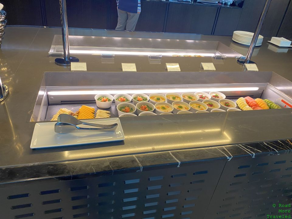 QR Al Mourjan Garden Lounge hummus, cheese, and fruit