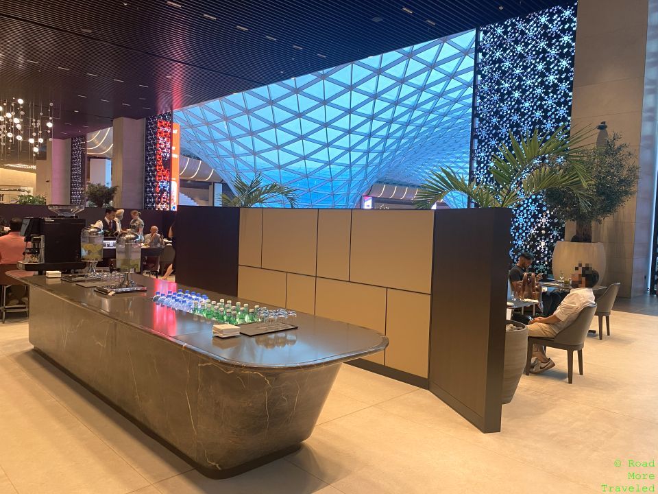 a large bar with drinks on it