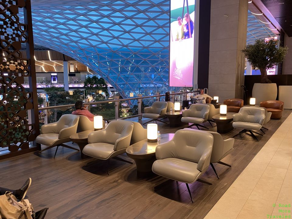 Qatar Airways Al Mourjan Garden Lounge Doha terminal view seating