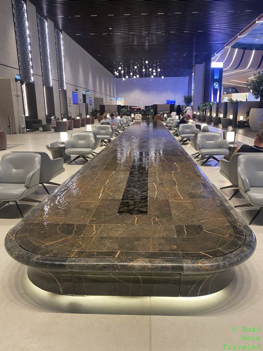 Qatar Airways Al Mourjan Garden Lounge Doha water feature