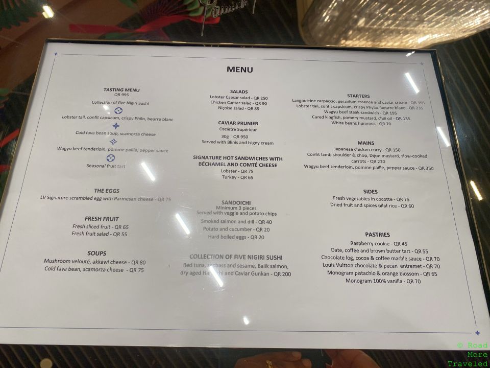 a menu on a table