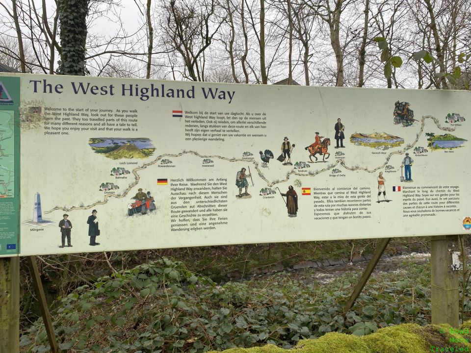West Highland Way information board at start of trail